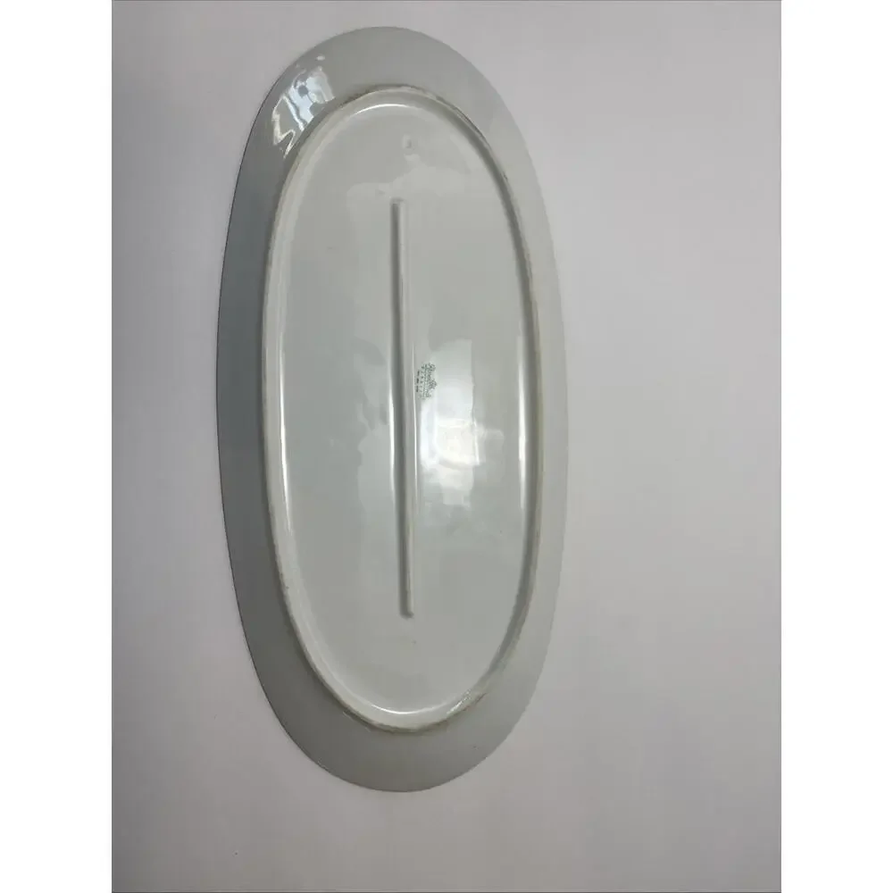 Rosenthal Germany White Porcelain Gold Rim Oval Serving Platter Mid-Century